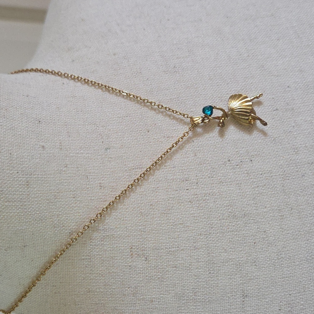 Barbie Avon Necklace Vintage 1990s Ballerina Gold Teal Gemstone Heart